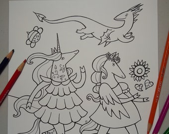 Pegasus Coloring Etsy