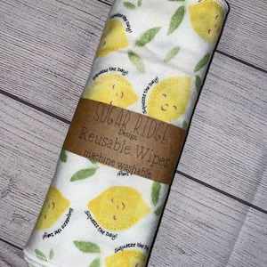 Lemon Reusable Wipes, Zero Waste, Eco-Friendly, Kitchen Towel, Napkin, Reusable, Paperless kitchen Paper Towels 12-9x9”,Washable Cloth Towel