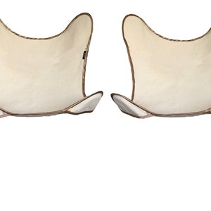 Dos Fundas para silla butterfly mariposa con loneta resistente color natural 100% algodón con ribete en raso marrón o a escoger