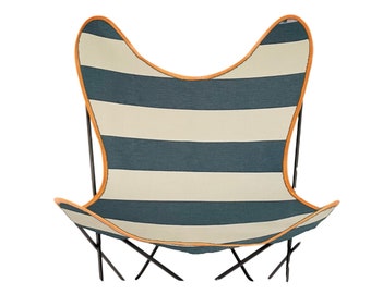 Funda para silla butterfly mariposa para con tela de rayas verde y crudo. Ideal para el verano. Comodo y confortable