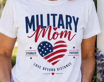 Military Mom Tee, Patriotic, Army, Navy, Air Force, Marines, USA