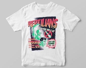 T-shirt des reptiles étaient des dinosaures : conception de science-fiction de la théorie du complot