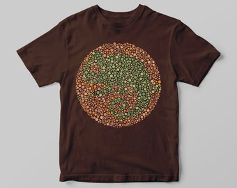 T-shirt de test de daltonisme caméléon : vêtements amusants pour illusions d'optique