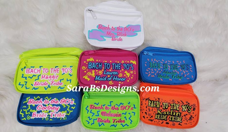 Neon Custom Fanny Pack 90s 80s Bride Bachelorette Party Rave Festival EDC SMF 90s Bachelorette Custom Fanny Pack