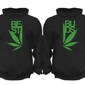 Fri frakt Matchande par Familj 420 Weed Stoner Pot Leaf Marijuana Matchande par Män Kvinnor Crewneck V-ringade huvtröjor Svarta