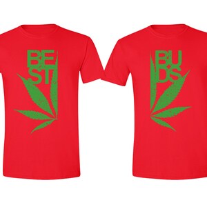 Free Shipping Matching Couples Family 420 Weed Stoner Pot Leaf Marijuana Matching Couple Men Crewneck T-shirt Red