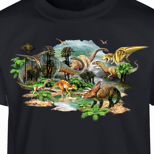 T-shirt Dino Land pour les jeunes tout-petits, T-Rex Dinosaurs T-Rex Kids Baby Cool Shirt, Triceratops Animal Fun Party Clothing