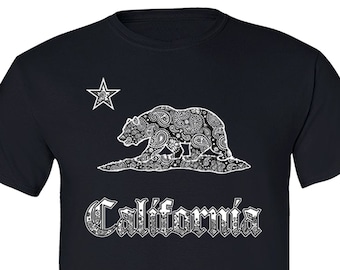 Camiseta masculina de California Republic State, camisa vintage de Cali Native Bear Los Angeles, camiseta hollywood west side