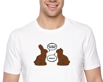 Men's Tee Chocolate Bunnies Talking Funny Easter Holiday Bunny Rabbit Funny Egg Hunt Spring Gift Crewneck T-Shirt