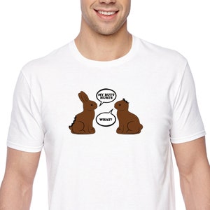 Men's Tee Chocolate Bunnies Talking Funny Easter Holiday Bunny Rabbit Funny Egg Hunt Spring Gift Crewneck T-Shirt