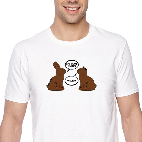 Men's Tee Chocolate Bunnies Talking Funny Easter Holiday Bunny Rabbit Funny Egg Hunt Spring Gift Crewneck T-Shirt