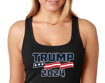 Frauen Trump 2024 Tank Top, Präsident präsidentielle Wahl MAGA American Flag Shirt, Patriot FJB Republikaner Tee