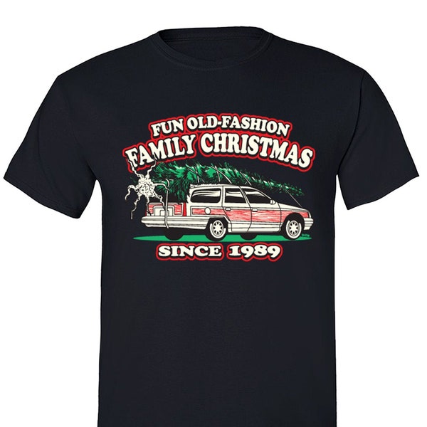 XtraFly Apparel Men's Fun Old Fashioned Family Christmas Vacation Ugly Sweater Griswold Movie Hat Winter Woody Crewneck T-shirt