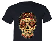 XtraFly Apparel Men 39 s Sugar Skull Day of the Dead Tee Diamond Mexican Gothic Dia Los Muertos Gift Crewneck T-shirt