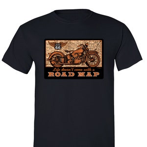 Herren Road Map Tee Route 66 Motorrad Garage USA American Biker Vintage Nostalgisches Geschenk Herren Crewneck T-Shirt