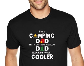 Men's I'm A Camping Dad Life Father's Day Crewneck Short Sleeve T-Shirt Funny Birthday Gift Husband Grandpa Grandfather Tee