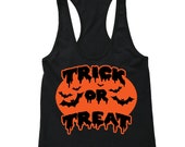 XtraFly Apparel Women 39 s Halloween Trick or Treat Halloween Costume Racerback T-shirt Black