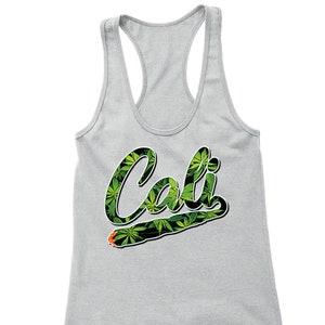 Women's California Blunt 420 Tee Marijuana Leaf Weed Pot Kush Bud Joint Dope High Gift Women's Racerback Tank T-shirt