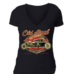 Women's Old School Skool Tee Hot Rodder Vintage Car Hudson Flint Vintage Nostalgic Gift Women's V-Neck T-shirt