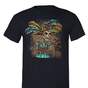 Hombres La Catrina Sugar Skull Día de los Muertos Dia de los Muertos Herencia Mexicana Rosa Love Hat Halloween Camiseta Negra