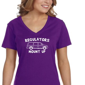 Women&#39;s Regulators Mount Up Mini Van Mom Mother&#39;s Day V-Neck Short Sleeve T-Shirt Birthday Gift Aunt Nana Mother Grandma Tee
