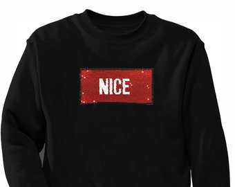 Men&#39;s Naughty Nice Flip Reversible Sequin Sequined Sweater Christmas Party Men Women Sweatshirt Black