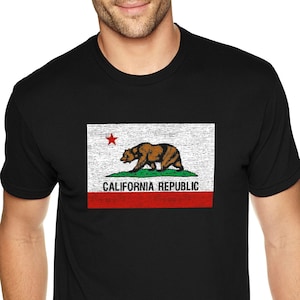 Men&#39;s California Republic State T-Shirt, Vintage Cali Bear West Side Native Shirt, Los Angeles Summer Tee