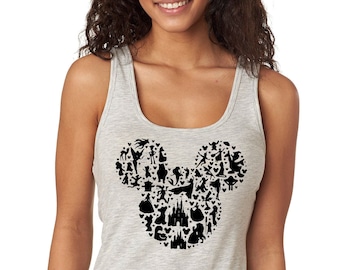 Women&#39;s Ears Tank Top, Matching Family Vacation Magical Theme Shirt, Castle Magic Cruise Trip Fantasy Tee