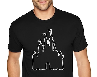 Men&#39;s Castle Outline T-shirt, Matching Family Vacation Magical Theme Shirt, Magic Cruise Trip Fantasy Tee