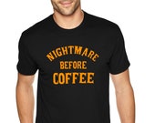 XtraFly Apparel Men 39 s Tee Halloween Nightmare Before Coffee Party Fall Trick or Treat Gift Crewneck T-Shirt