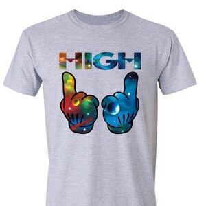 Herrfärgad High Hands 420 Marijuana Leaf Weed Pot Kush Bud Joint Dope High Gift Herrtröja med rund hals