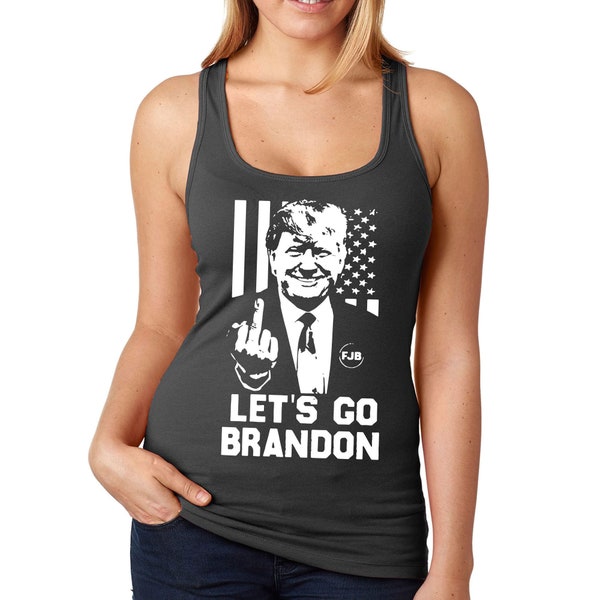 Women's Trump Finger Let's Go Brandon FJB Joe Biden Impeach Republican Conservative American Patriot MAGA Politics Racerback