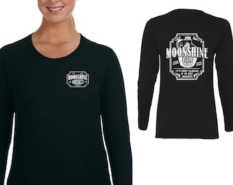 Women's Moonshine Whiskey Moonshiners Popcorn Shine Country Prohibition Brewery Brewing Drinking Beer Long Sleeve T-Shirt