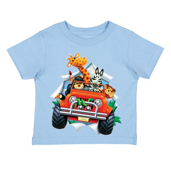 Youth Toddler 4WD Animal Breakout Zoo Kids Birthday Gift Baby Soft Fun Daughter Son Boy Girl Child Clothes Crewneck T-Shirt