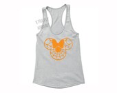 Free Shipping Womens Halloween Minnie Costume Jack O Lantern Skull Day of Dead Skeleton Racerback Gray