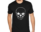 XtraFly Apparel Men 39 s Tee Halloween Skeleton Head Stars Party Fall Trick or Treat Gift Crewneck T-Shirt