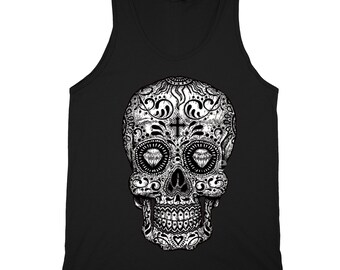 Sugar Skull Day of the Dead Cat Tanktop Pussy Kitty Mexican Gothic Dia Muertos