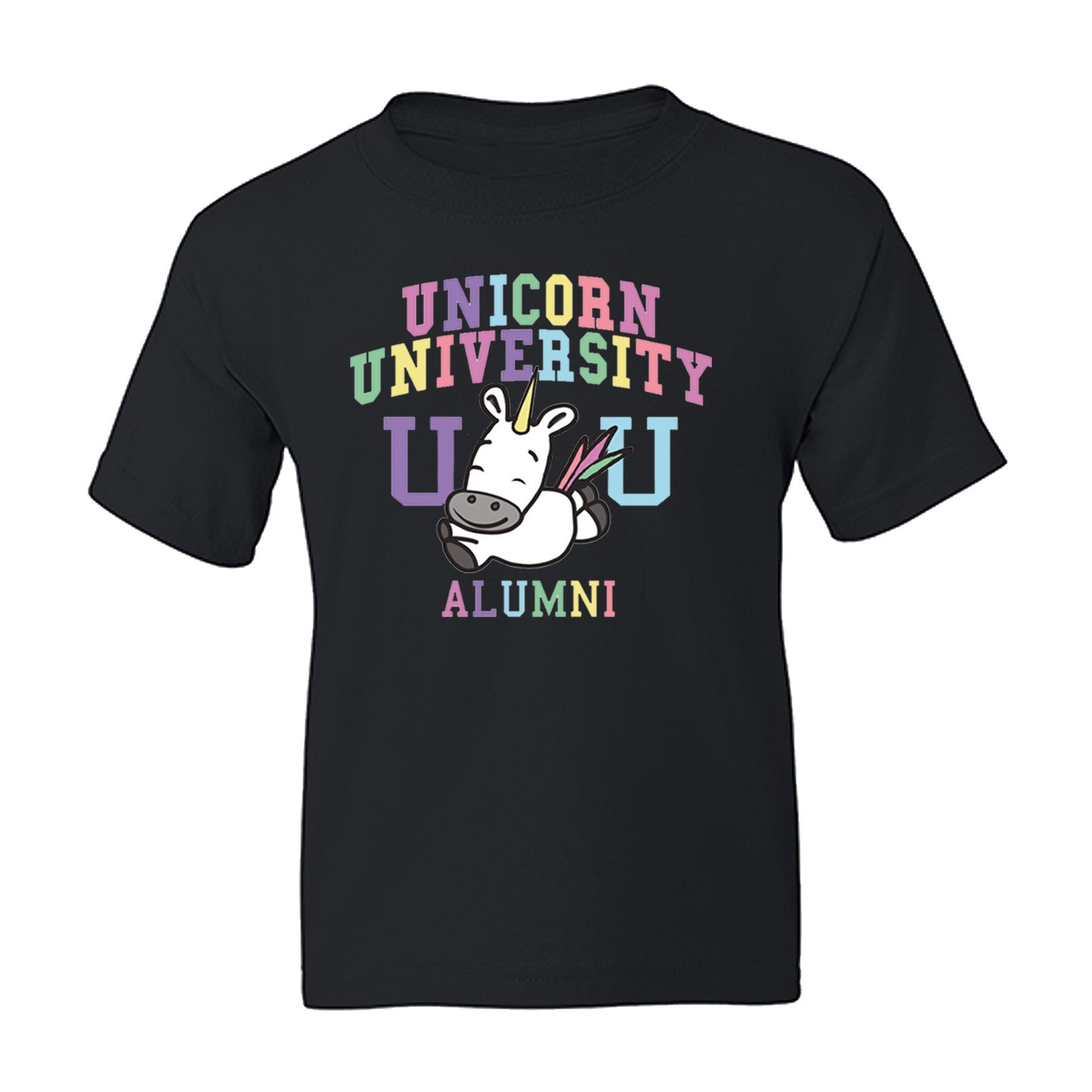 ユニコーン大学卒業生レインボーTシャツマジックダブカラフルユース
