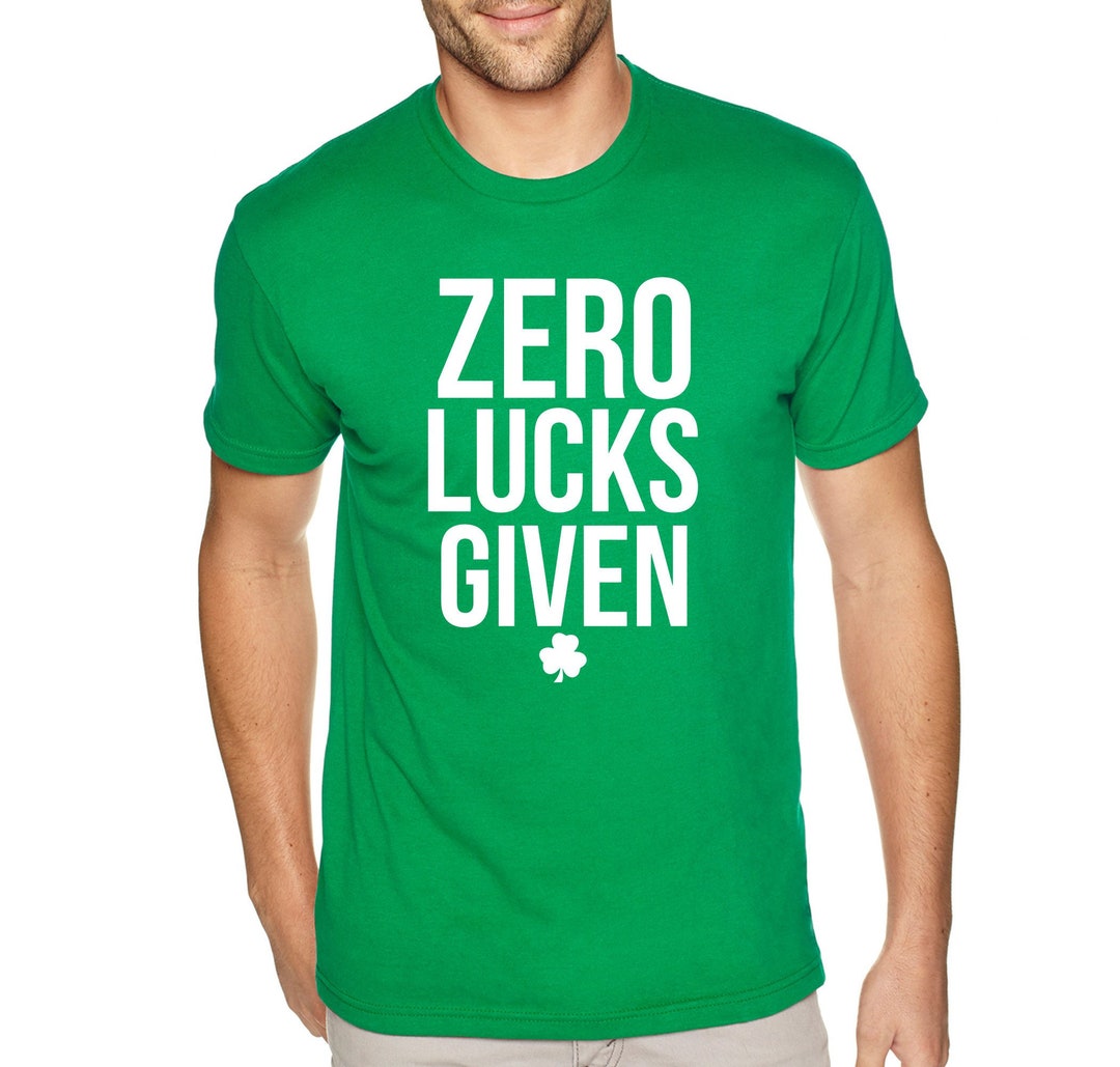 Men's St. Patrick's Day Saint Paddy Shirt Zero Lucks Given Shamrock Clover Irish Crewneck T