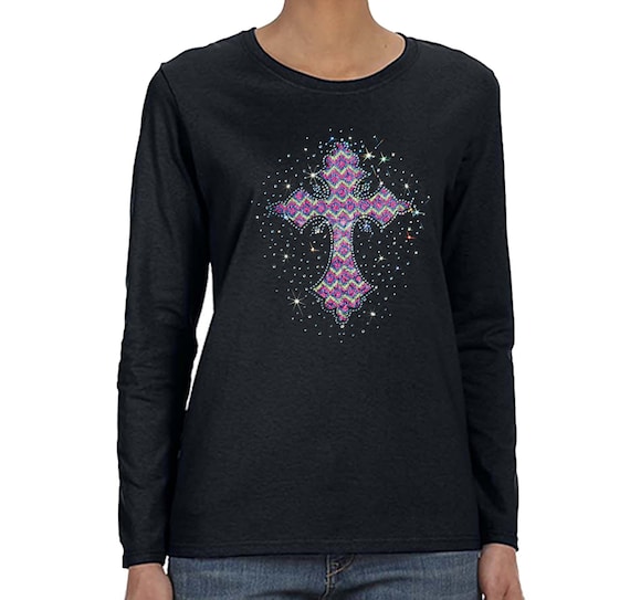 Faith Cross Tee with lace sleeves Faith Cross Tee with lace sleeves
