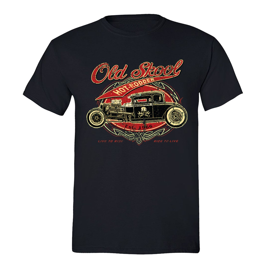 Men's Old School Skool Tee Hot Rodder Vintage Car Hudson Flint Vintage ...