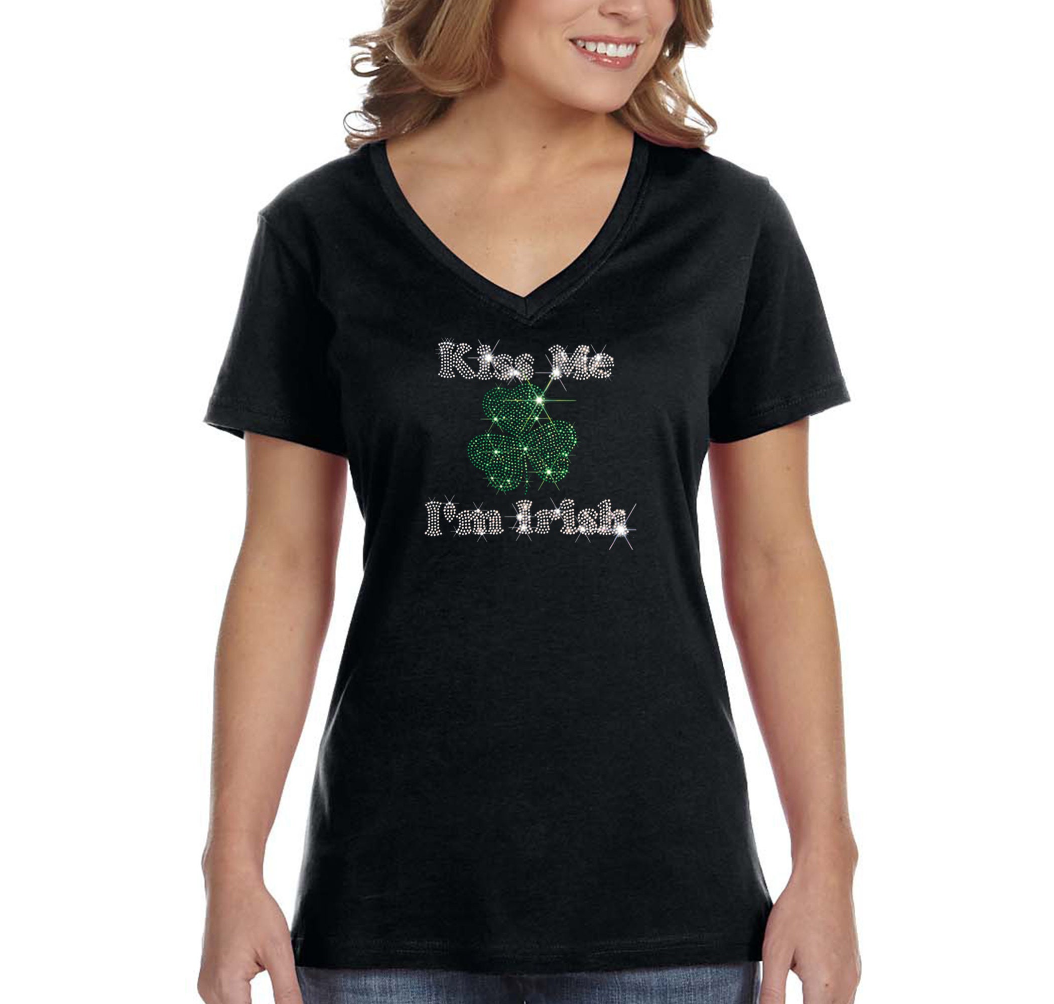Crop Top Kiss Me I'm Irish Shamrock T-Shirt St Patrick's Day