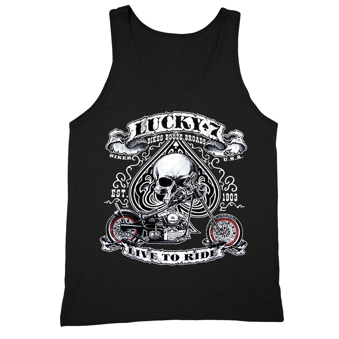 Men s Lucky Number 7 Shirt Live To Ride Motorcycle Spade Sugar Skull men-s-lucky-number-7-shirt-live-to-ride-motorcycle-spade-sugar-skull
