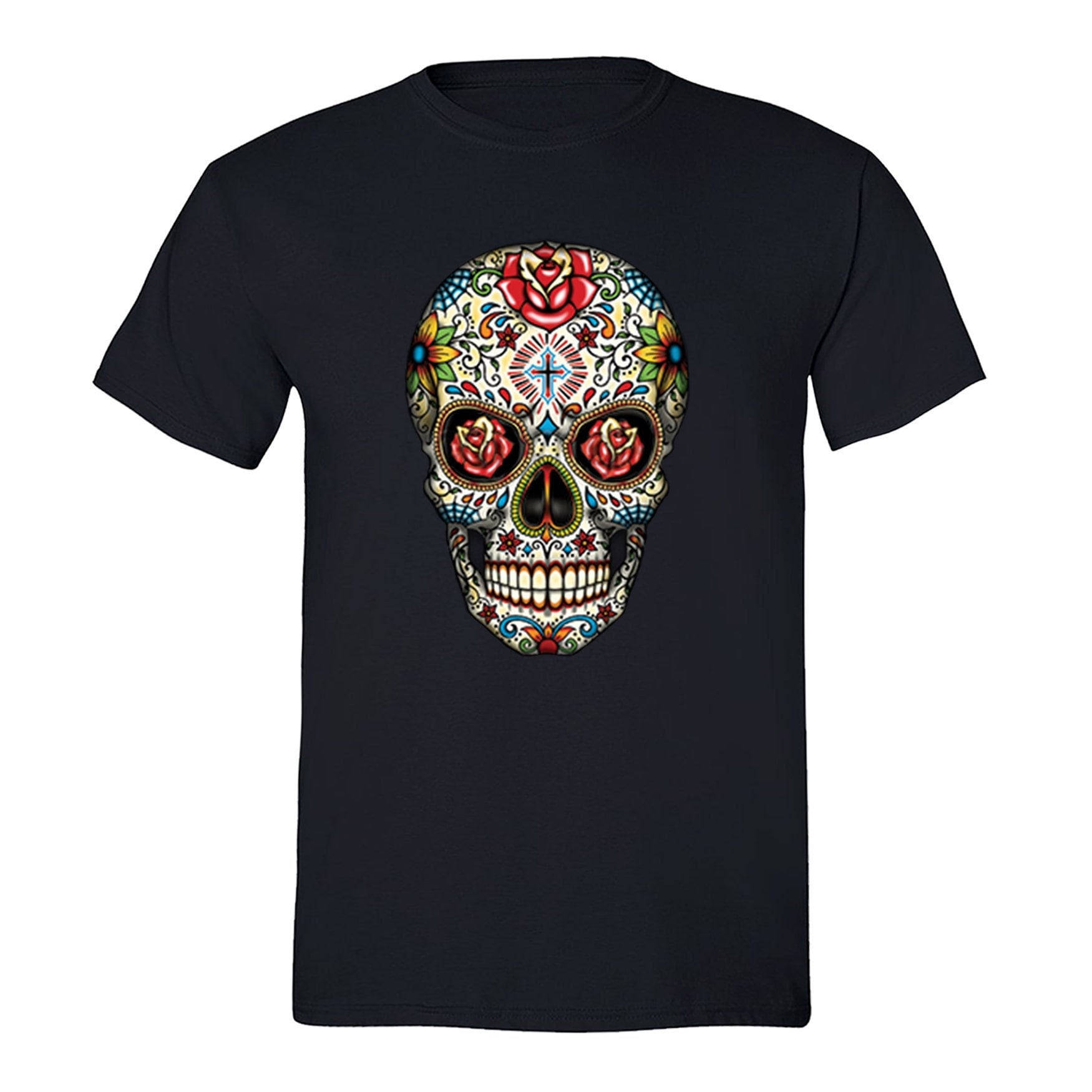 Gryeur Sugar Skull Black & White T-Shirt Day Of Dead Shirts Small