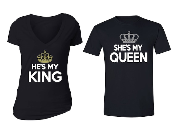 King and queen couple t shirts gold crown