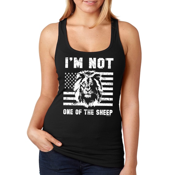 Women's Not One of Sheep Shirt, Lion American Flag 4th of