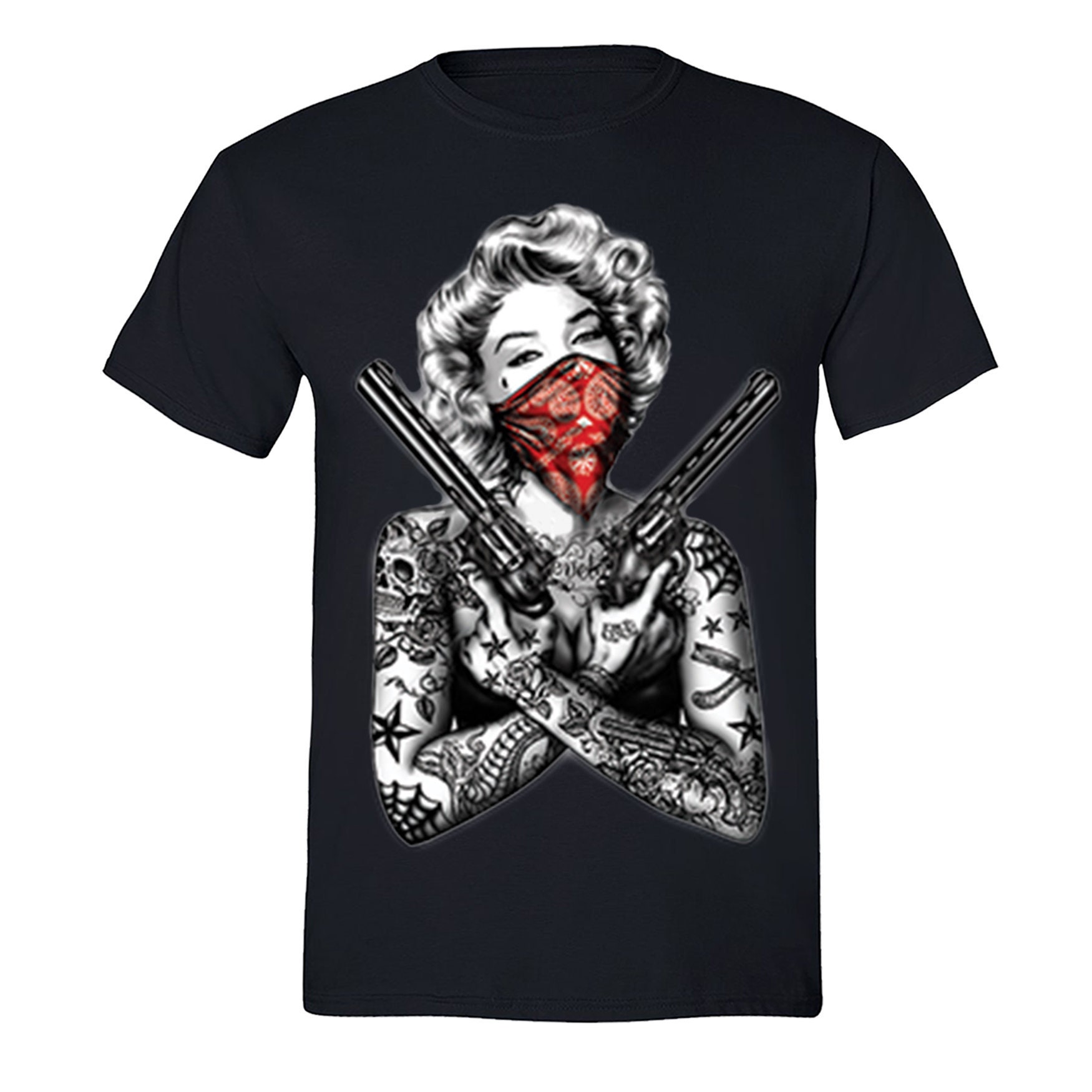 Marilyn bandana Swarovski Long T-shirt white ×Red Marilyn Monroe Bandana T Shirt (BSM)
