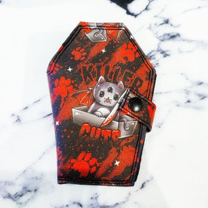 Cartera con forma de ataúd, crimen verdadero, lindo asesino. billetera estilo alternativo, regalo hecho a mano, estilo gótico, accesorios emo, billetera gótica, vanguardista