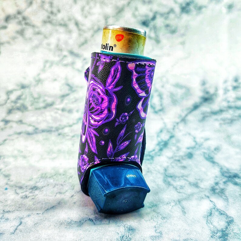 Purpl Inhaler Purple Butterflies Asthma Inhaler Holder Cover Keyring, Fits Pump ...