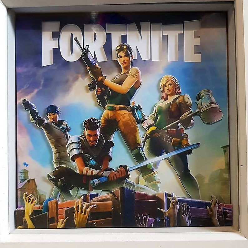 Fortnite 3d Shadow Box Diorama Framed Retro Video Game Art Etsy - 